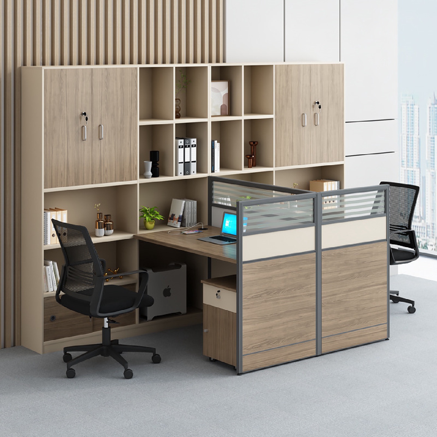 职员办公桌双人面对面三人卡座财务桌财务室屏风工位办公桌椅组合