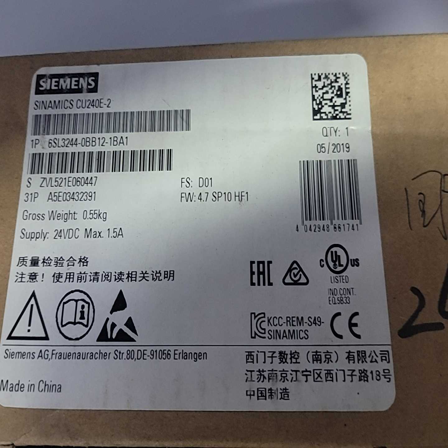 西门子SINAMICSCU240E-2控制单元6SL32