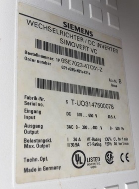 议价6SE70234TC61Z西门子15KW变频器6SE70234TC61议价