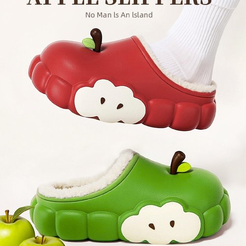 棉拖鞋女款冬季2025新款红苹果加绒保暖室内家居防滑厚底外穿棉鞋