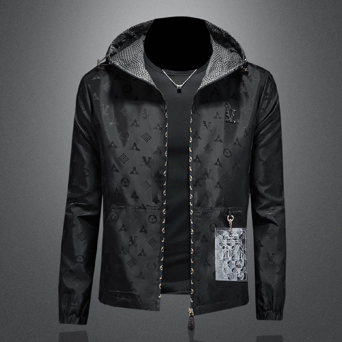 年新款欧洲站提花连帽休闲夹克衫百搭带帽春秋外套防风潮流潮男装