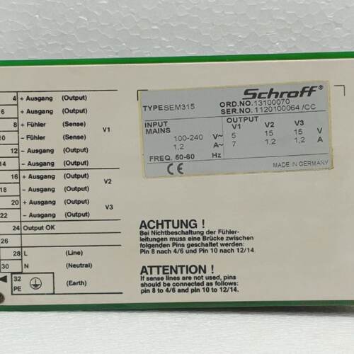 Schroff SEM315 13100070 Power Supply 100240V 1.2A 5060Hz New