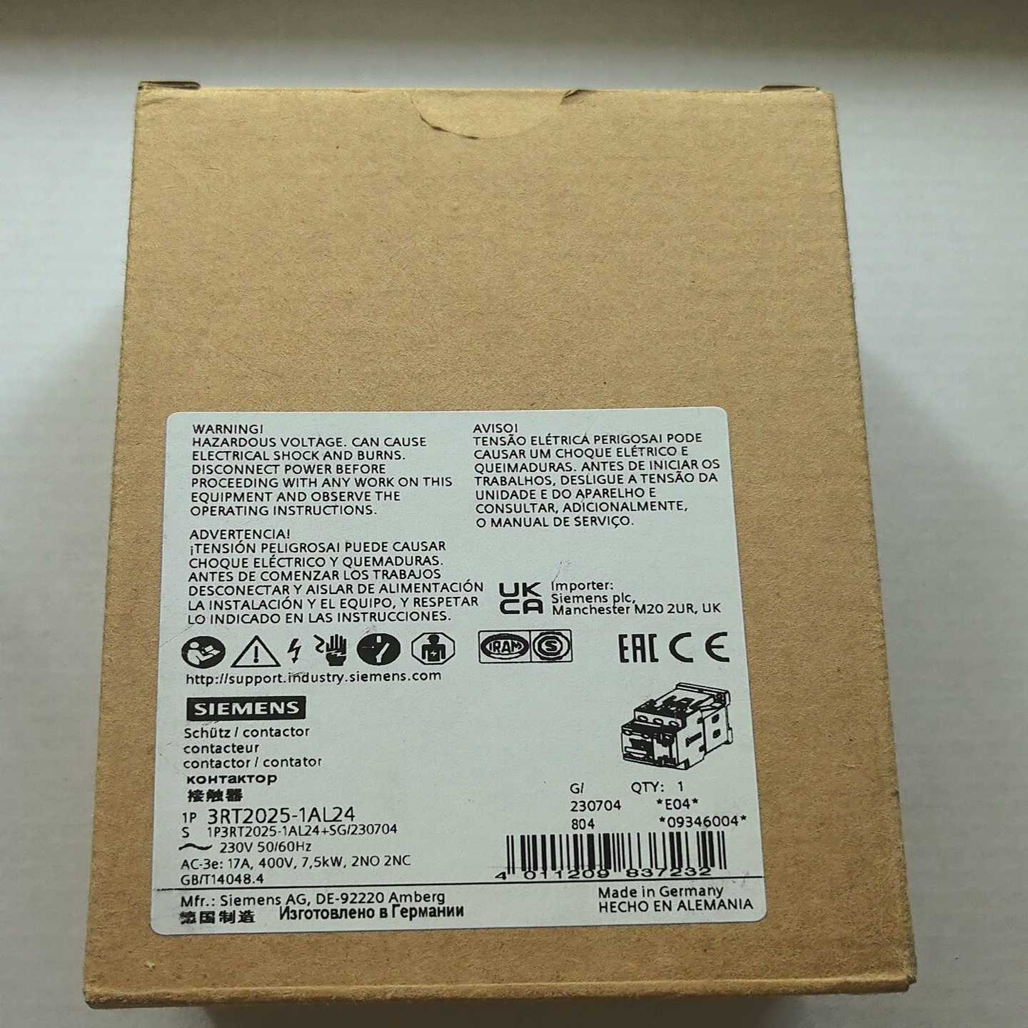 3RT2025-1AL24接触器一个询价