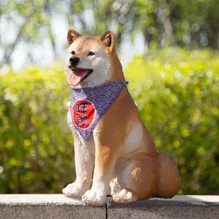 飾創(chuàng)意動(dòng)物可愛小狗模型擺件 花園柴犬?dāng)[件庭院露天陽臺(tái)裝