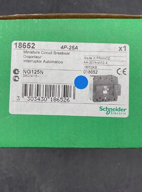 SCHNEIDER ELECTRIC 18652 NG125N 4P25A MINIATURE CIRCUIT BREA