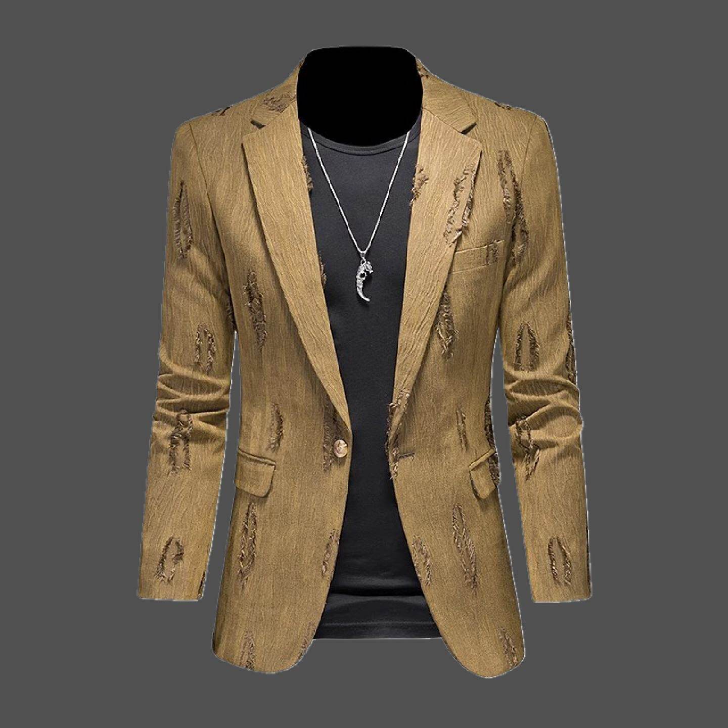 2026休闲西装外套男装春秋季新款高级感英伦破洞大码西服单件修身