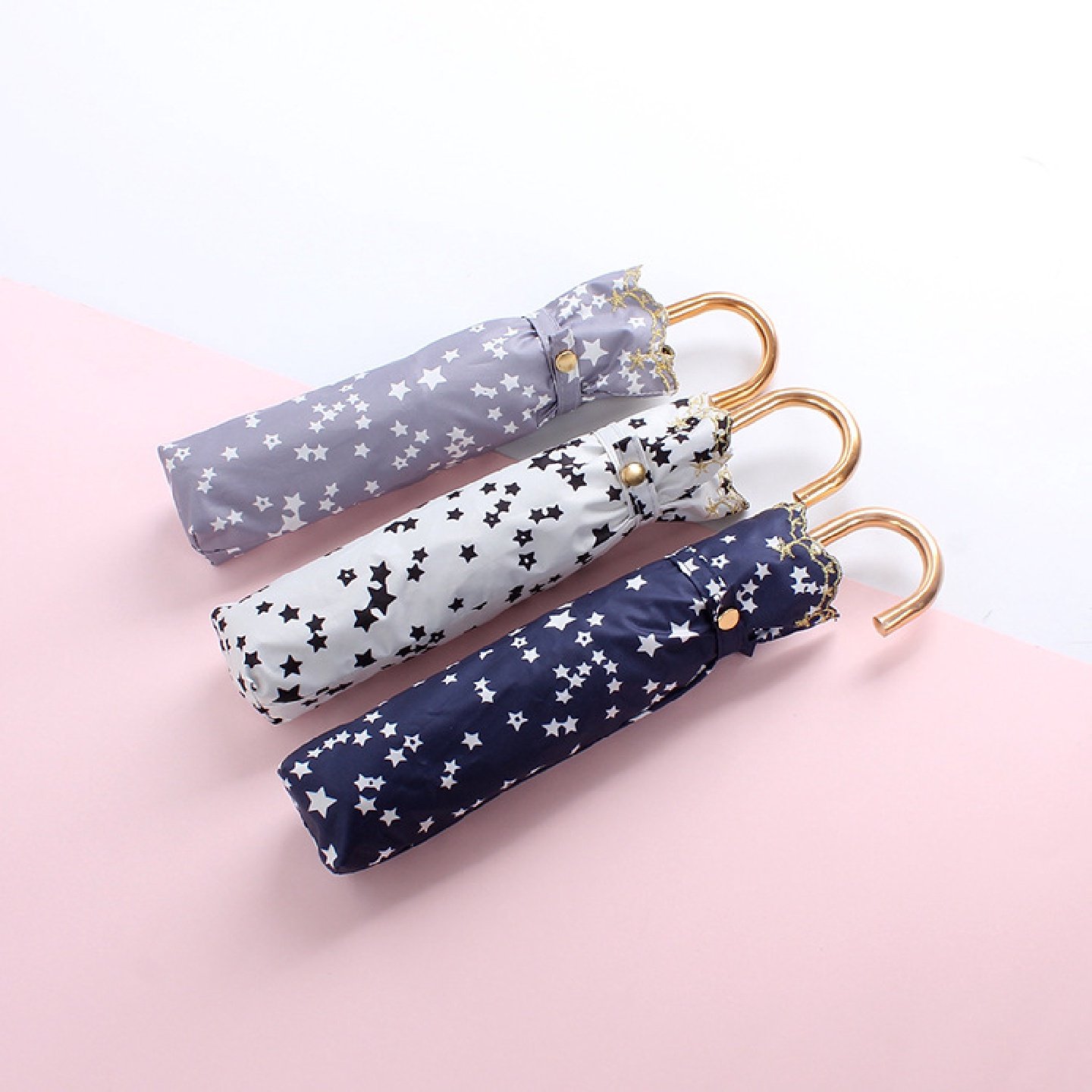 现货新款数码印五角星星刺绣黑胶全遮金色弯柄弯钩遮阳伞晴雨伞,橡塑材料及制品,亚克力管/有机玻璃管,淘宝优惠券,粉丝福利购,淘宝优惠卷