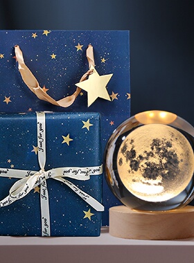 月球小夜灯摆件发光水晶球装饰品生日礼物女生闺蜜送女友实用新年