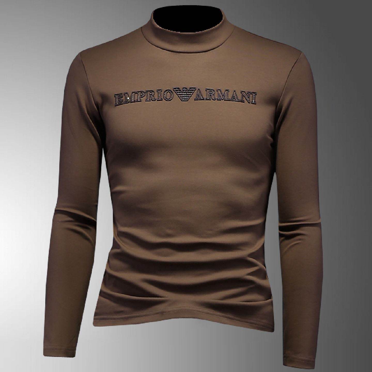 秋冬加绒保暖长袖恤男士半高领打底衫欧洲站潮牌中领内搭恤衫潮男