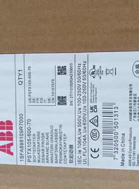 ABB软启动器全新正品PSTX10560070-议价