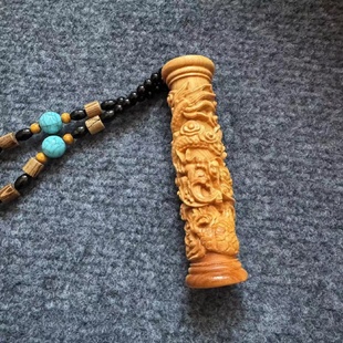 正宗花椒木盘龙柱保真工艺品雕刻文玩原木雕刻手玩件手把件摆件
