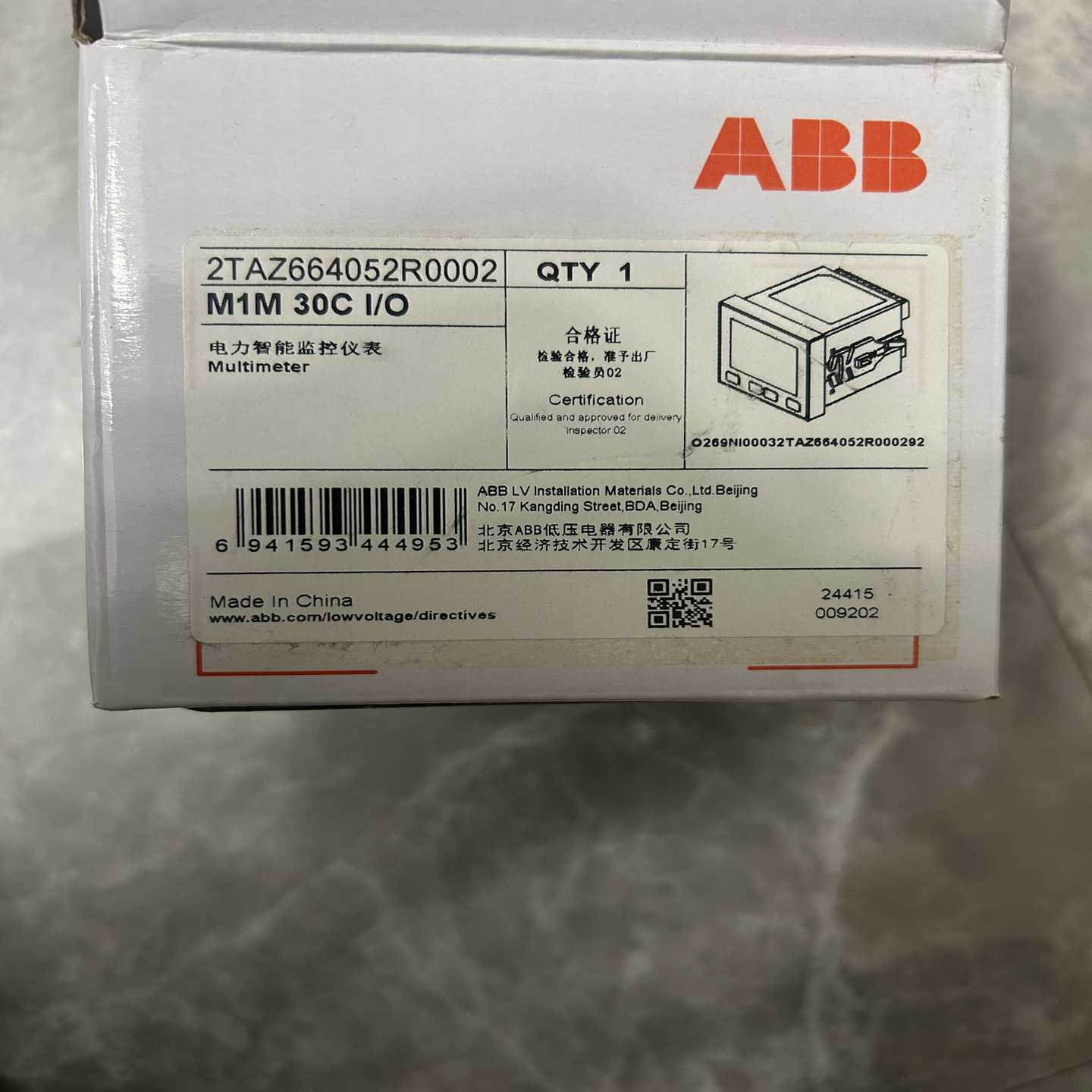 询价~ABB电力智能监控仪表M1M 30C I/O，型号2TA