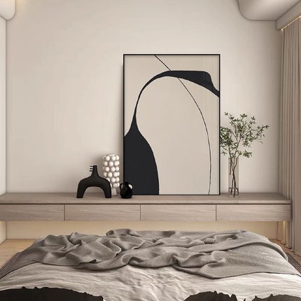 诧寂玄关黑白抽象挂画意式简约落地壁画现代客厅壁画背景墙装饰画
