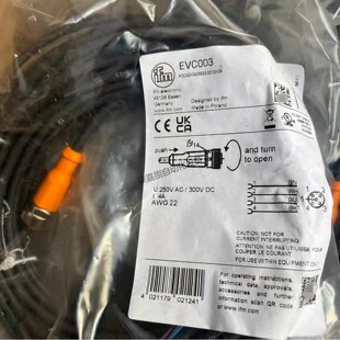 议价EVC003易福门IFM感测器连接电缆10米PUR,M12接插件，全新原装