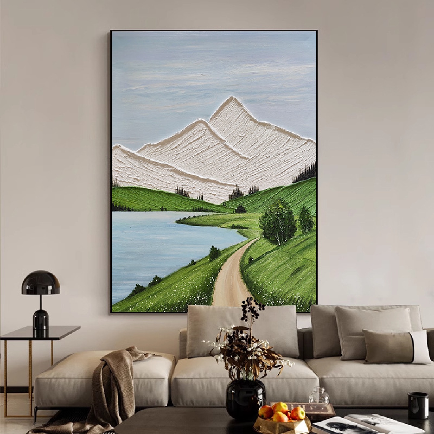 手绘油画《背有靠山》玄关装饰画现代轻奢客厅肌理画走廊过道挂画