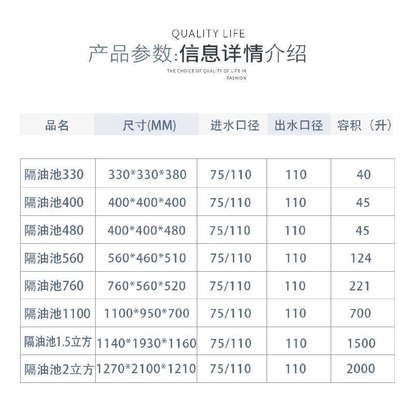 厨房毛发分离器PE隔油池小型家用隔油井塑料水封井污水处理隔油池