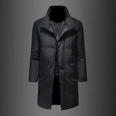 高端中长款羽绒服外套男年冬季新款立领休闲大码加厚白鸭绒潮男装