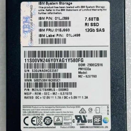 IBM 7.68T   SAS   SSD 12Gbs-询