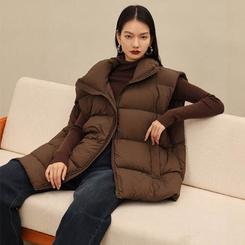 2025秋冬新款立领羽绒马甲女外穿宽松加厚白鸭绒背心坎肩马夹外套
