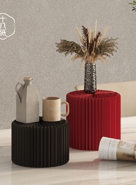 十八纸台面圆柱展示台圆形桌面摆放装饰拍摄现代高低摆件陈列台