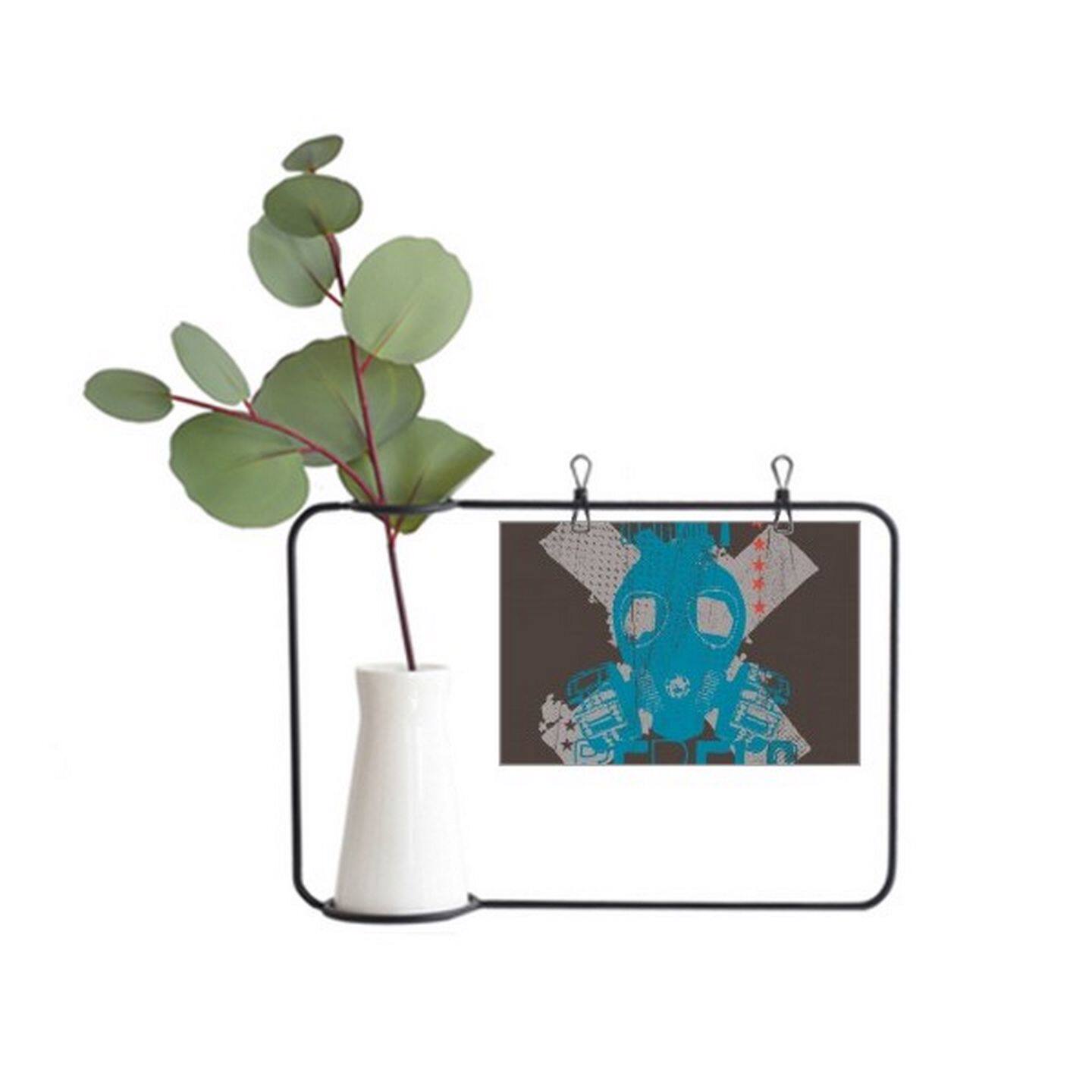 污染环境防毒面具图案金属相框陶瓷花瓶装饰假花彷真花创意卡片in