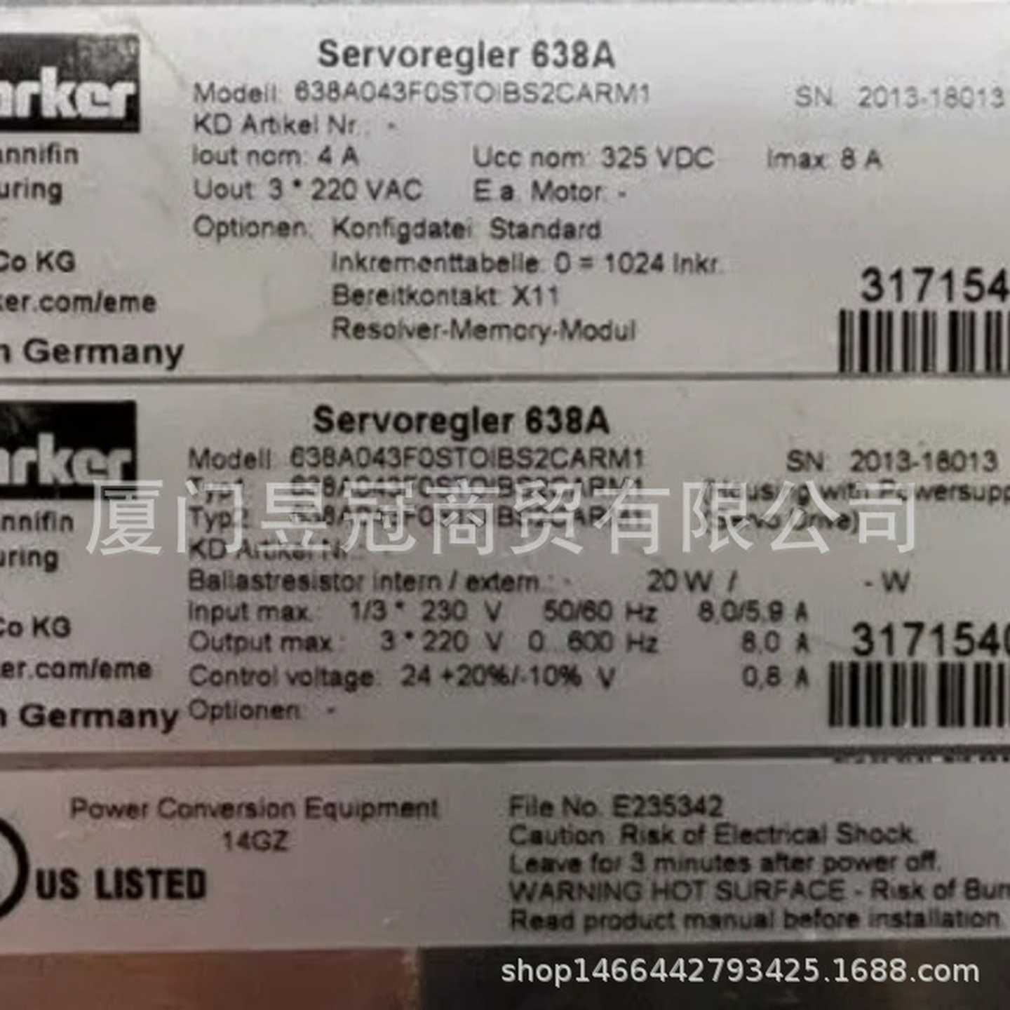 原装进口派克638A043F0PSTOIBS2CARM1驱动器全新议价出