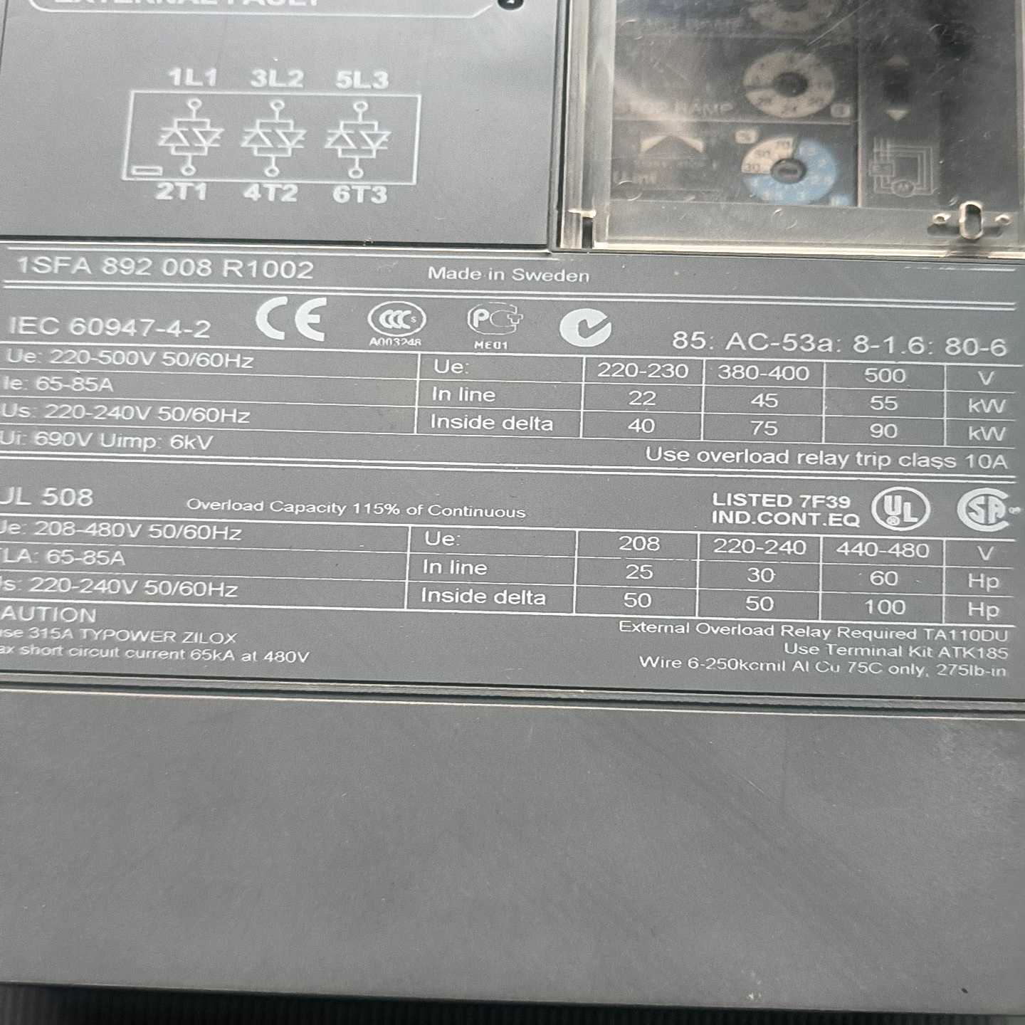 议价ABB软启动PSS85/147-500L