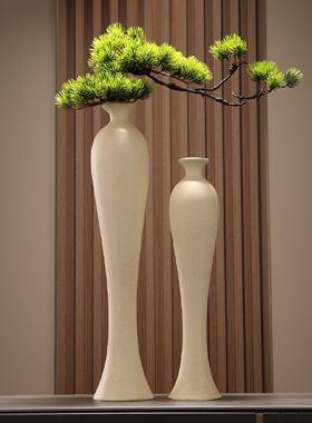 入户进门玄关造景客厅电视柜迎客松花瓶摆件细长竖高档装饰工艺品