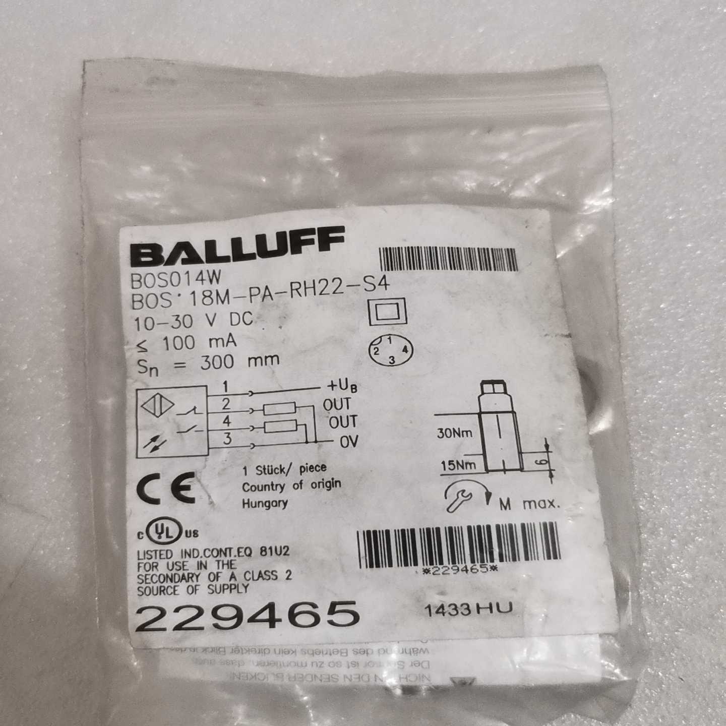 议价巴鲁夫光电开关18M--22-4全新适用