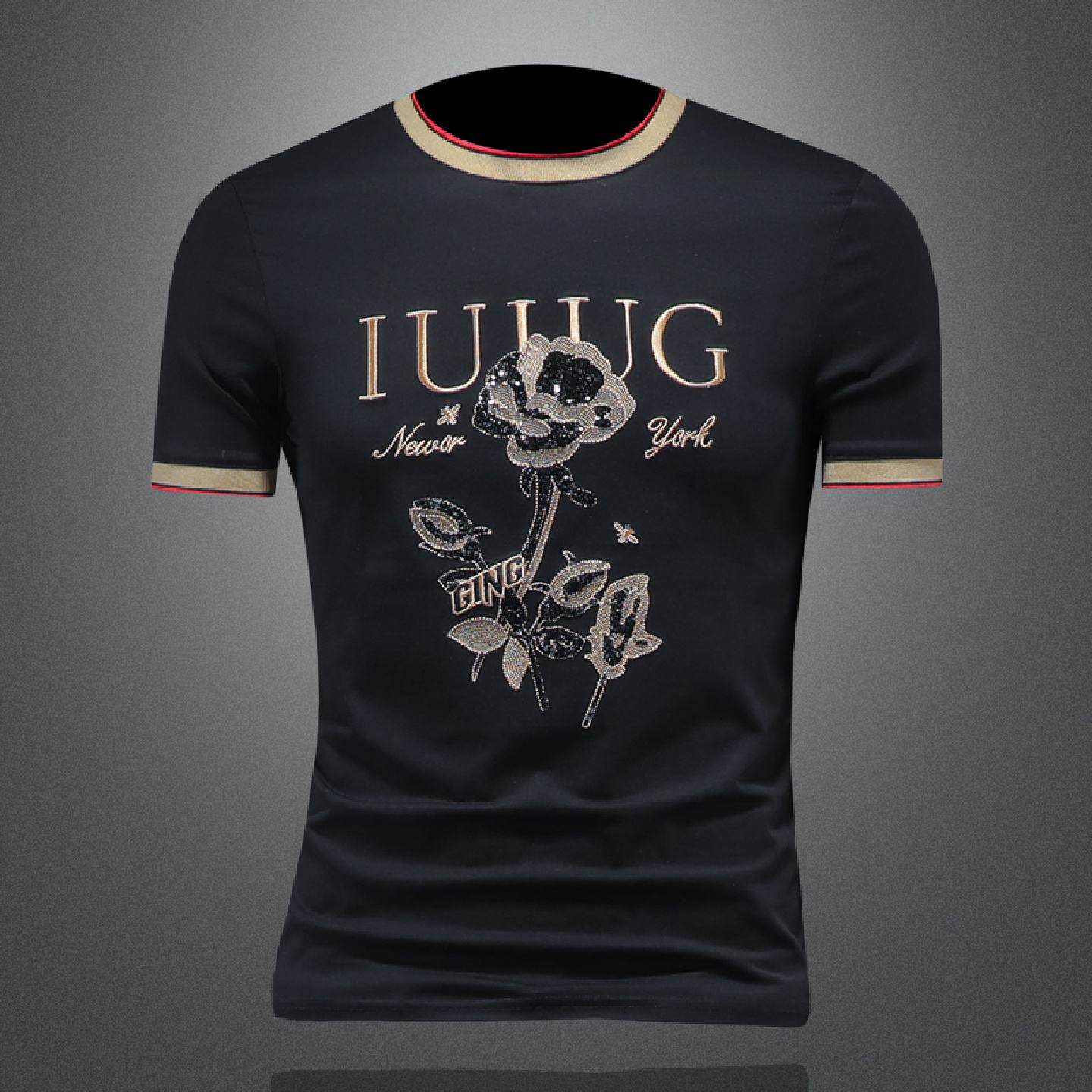 2026欧洲站短袖恤男士夏季新款刺绣圆领韩版修身透气大码半袖潮潮