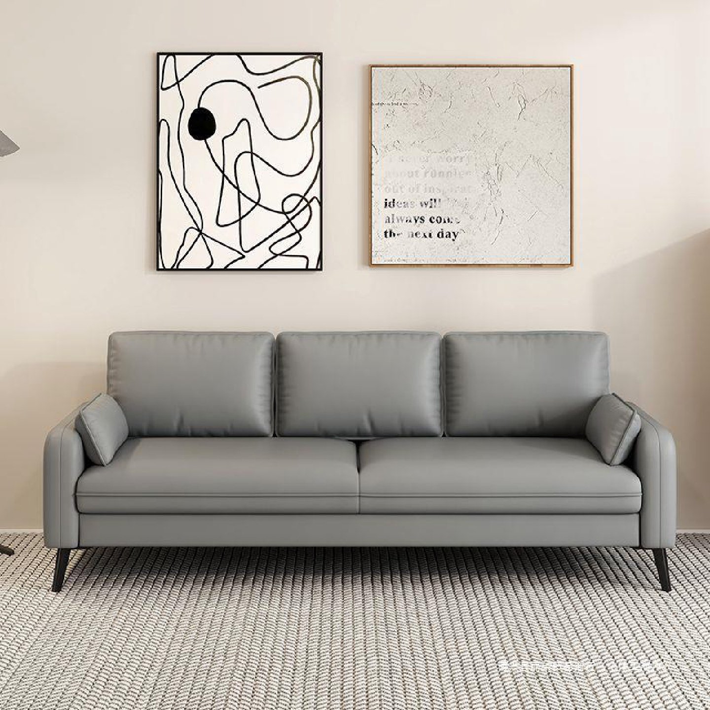 意式极简小户型客厅卧室出租房用经济型网红款双人免洗科技布沙发