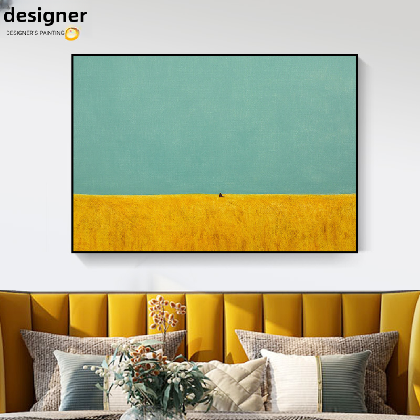 侘寂风格室内装饰画壁画客厅壁画乡村田园横版Normcore艺术卧室挂