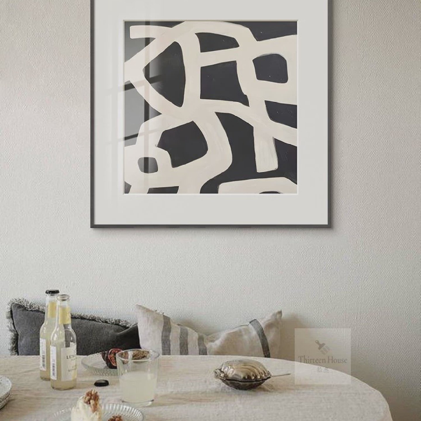 黑白抽象装饰画极简餐厅客厅背景墙挂画小众艺术高级感北欧玄关画