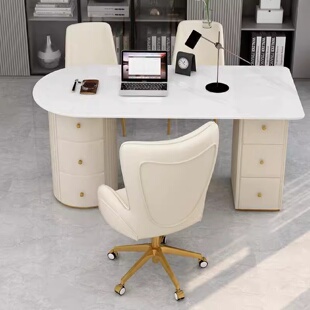 轻奢岩板口腔门诊问诊桌简约现代美容院咨询桌婚纱摄影接待洽谈桌