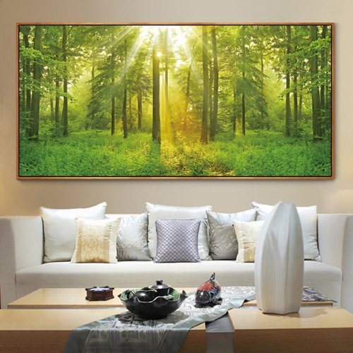 现代简约森林装饰画客厅卧室床头大树风景墙壁画长青树林餐厅挂画
