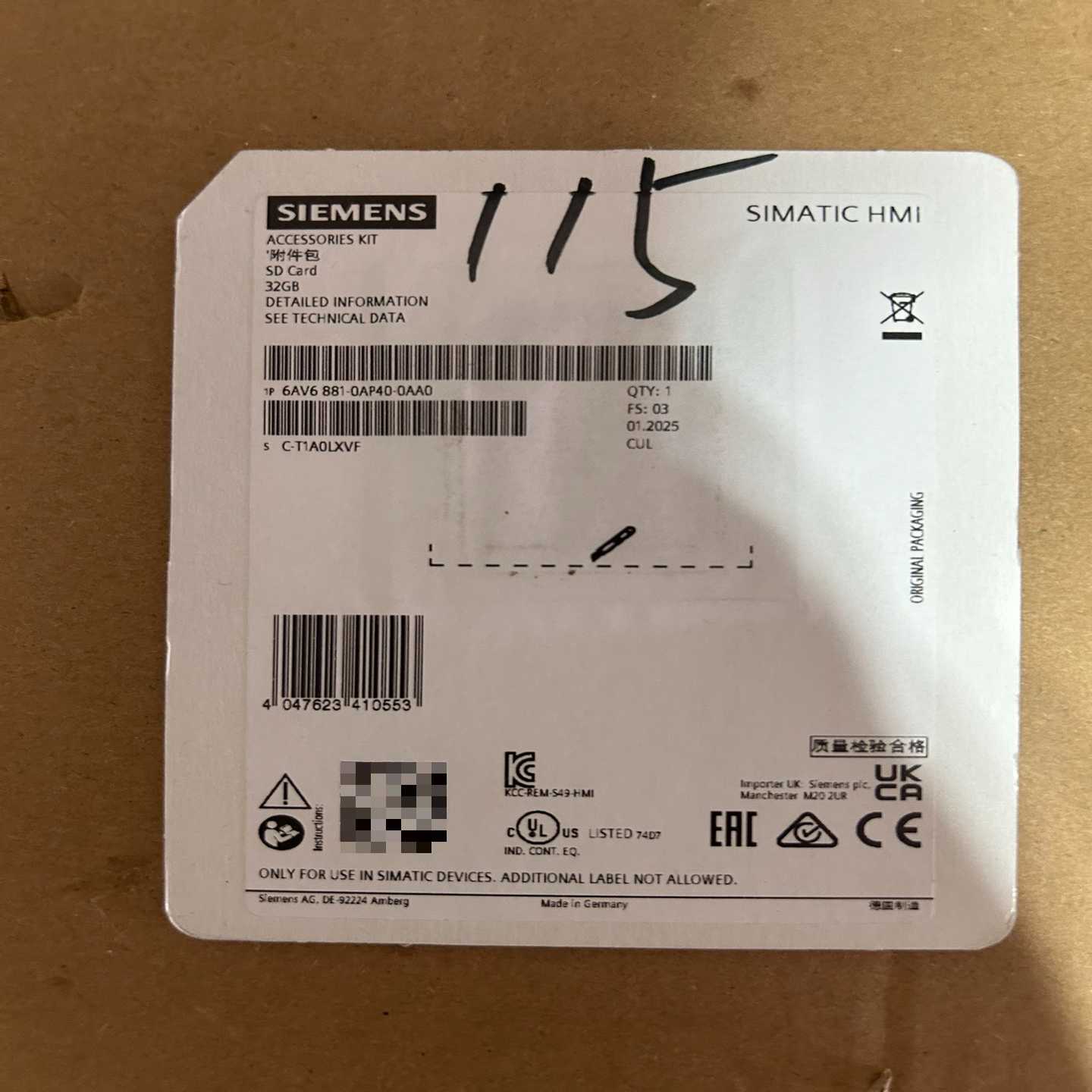 西门子6AV6881-0AP40-0AA0，全新未拆封，实