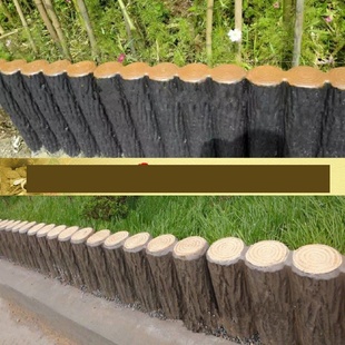 河道水泥仿木桩尖头圆木桩堤坝护岸混凝土木纹仿树桩景区庭院护栏