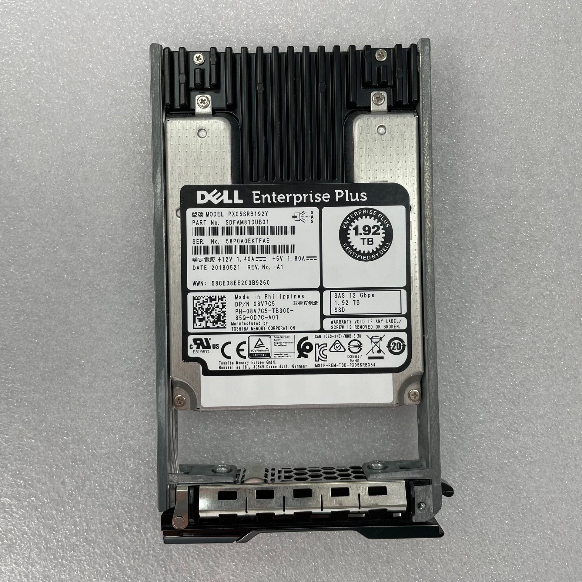 【请询价】DELL 08V7C5 192TB SAS 清货4个
