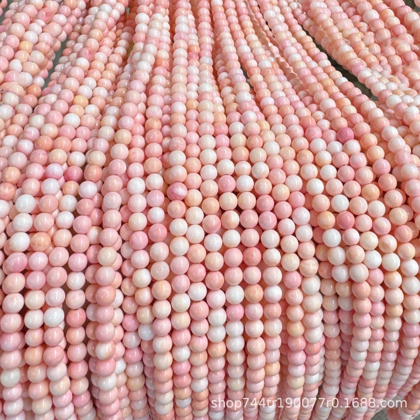 4MM6MM纯天然女王贝(粉色海螺)4mm6mm圆珠胭脂螺散珠diy