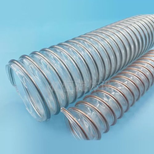 PU物料抽吸管304不锈钢丝管耐磨钢丝螺旋管PU聚氨酯波纹管