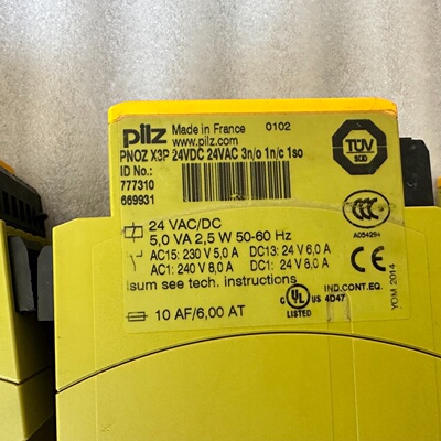 皮尔兹PILZ安全继电器PNOZX3P24VDCAC议价