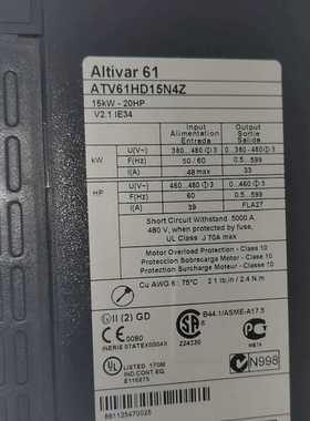 全新原装正品施耐德变频器Altivar61，型号ATV61--议价商品