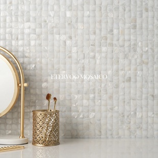 贝壳马赛克瓷砖贴片小颗粒贝母墙贴自粘背景墙白色卫生间厨房墙砖