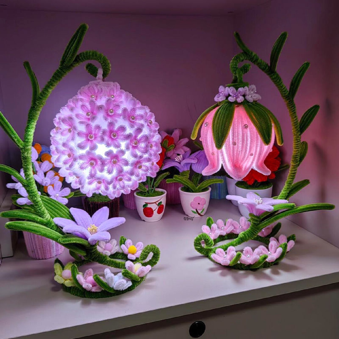 绣球铃兰花灯diy材料包桌摆生日圣诞节礼物送女生