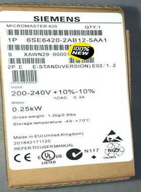 询价~6SE6420-2AB12-5AA1420 安装有