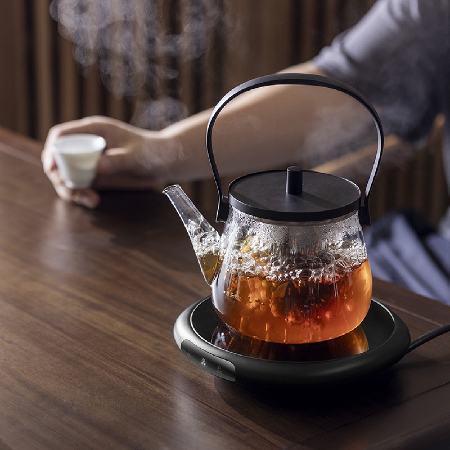 小坐Z8超薄电陶炉家用办公小型煮茶炉迷你款围炉煮茶银壶玻璃烧水