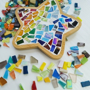 彩色马赛克碎片手工异形玻璃颗粒瓷片创意diy材料手拼艺术手工课