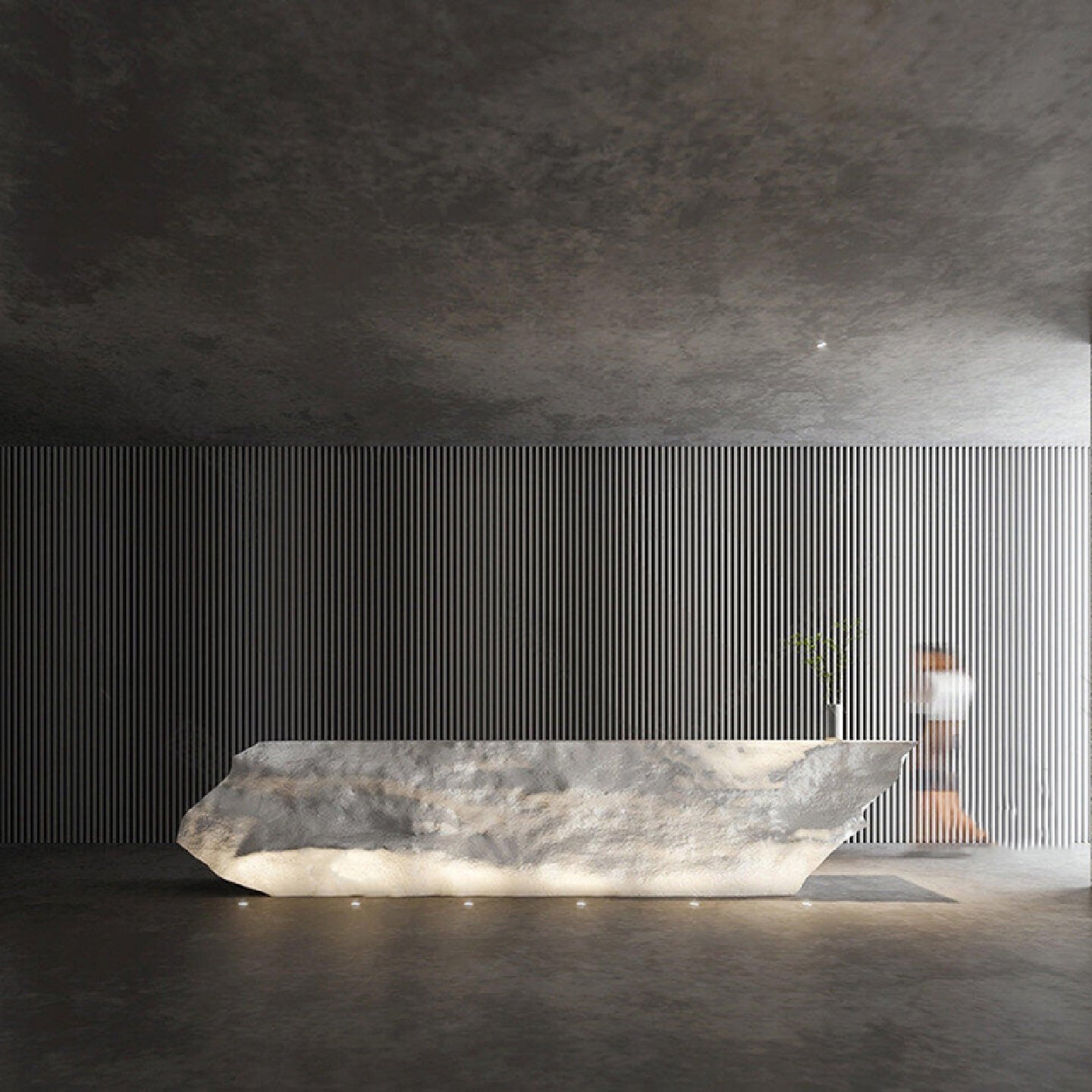 玻璃钢现代岩石造型前台售楼处办公服务台工业风接待台端景台装置