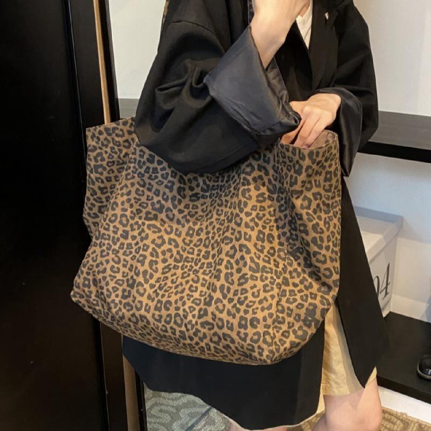 豹纹帆布托特包女大容量包包2025新款潮手提通勤包百搭单肩妈咪包