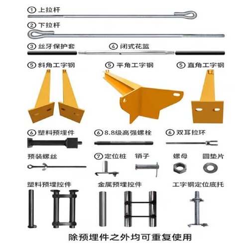 新型悬挑架工字钢悬挑梁建筑外悬架闭式花篮斜拉杆预埋外墙承力架